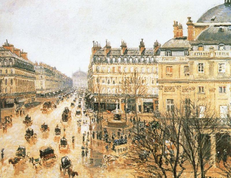 Camille Pissarro Theater Square, the French rain Spain oil painting art